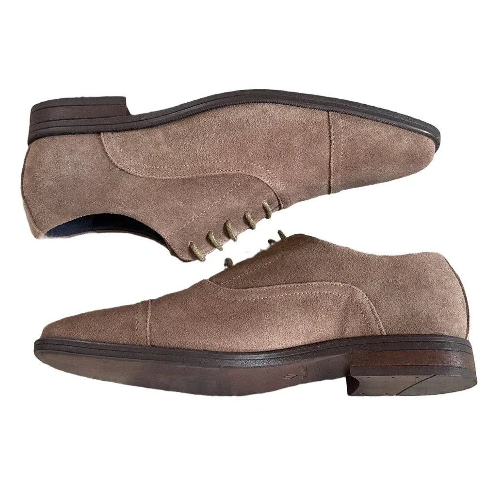 Joseph Abboud Collection Aaron Mens 12 Brown Suede Cap Toe Oxford Dress Shoes
